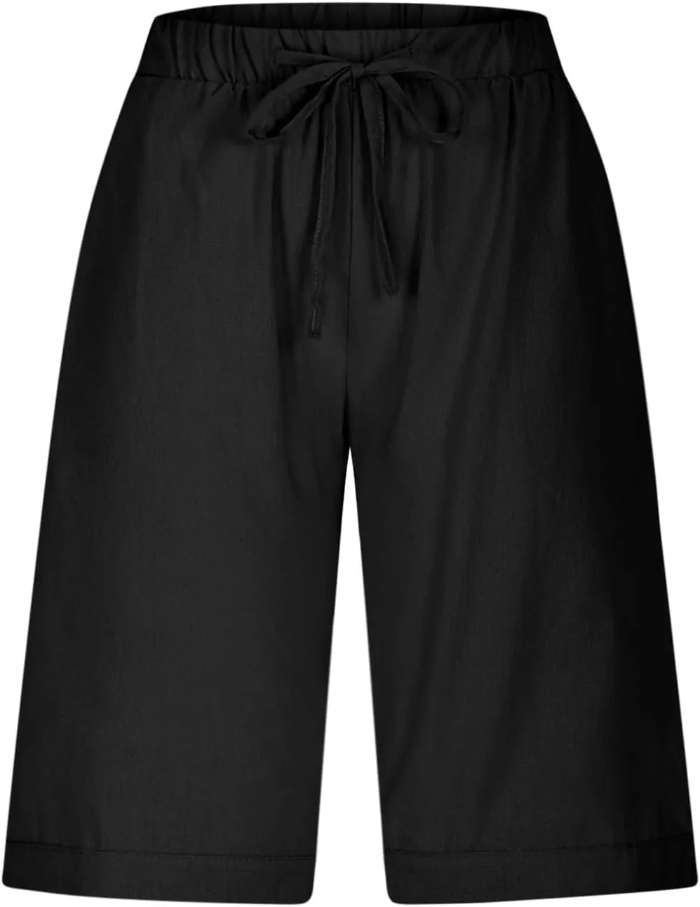 Linen Shorts for Women Trendy High Waisted Pants Side Hollow Lace Trim Drawstring Shorts with Pockets