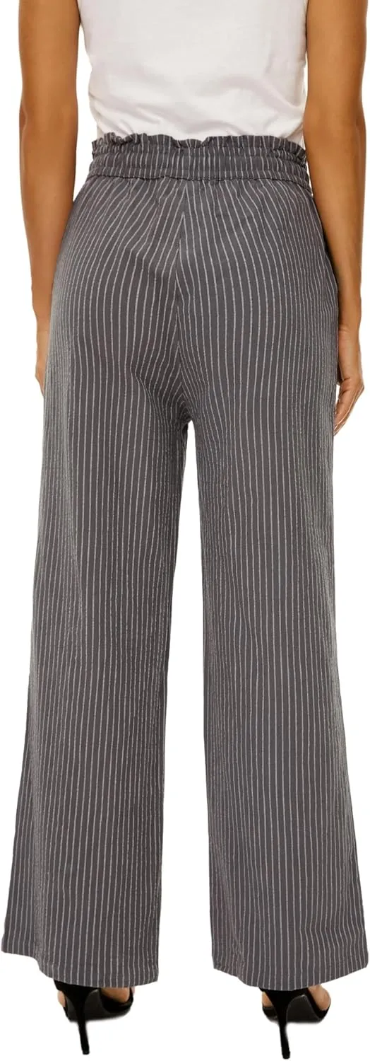 LNX Linen Pants for Women High Waisted Wide Leg Drawstring Casual Loose Pants with Pockets