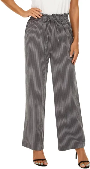 LNX Linen Pants for Women High Waisted Wide Leg Drawstring Casual Loose Pants with Pockets