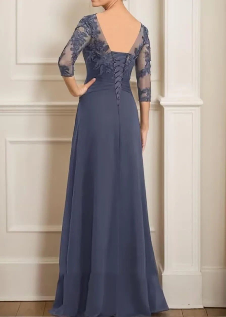 Long Mother of The Bride Dresses for Wedding Beach 3/4 Long Sleeves Sparkly Lace Formal Dress for Women 2025