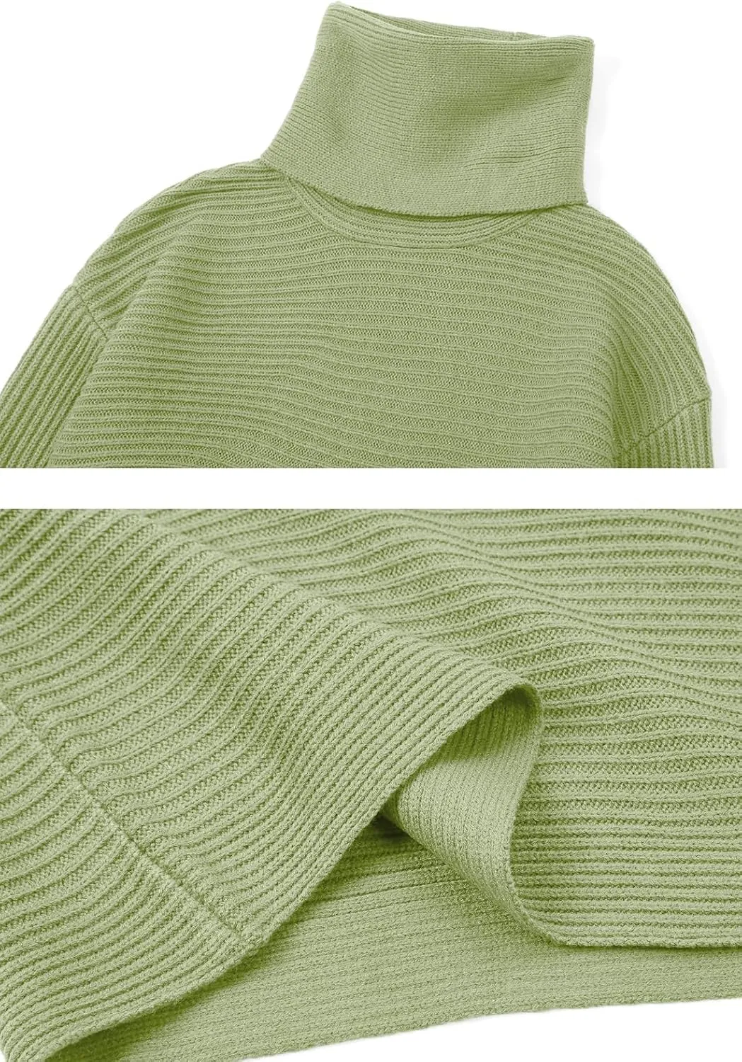loveimgs Women's 2 Piece Outfits Ribbed Knit Long Sleeve Turtleneck Midi Pencil Skirt Set Casual Two Piece Dress
