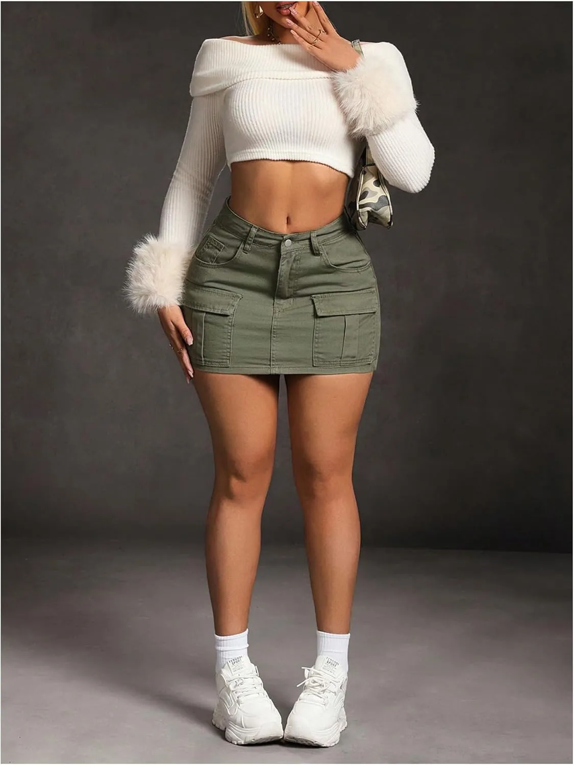 MakeMeChic Women's High Waist Jean Shirts Zip Fly Flap Pocket Bodycon Mini Denim Skirt