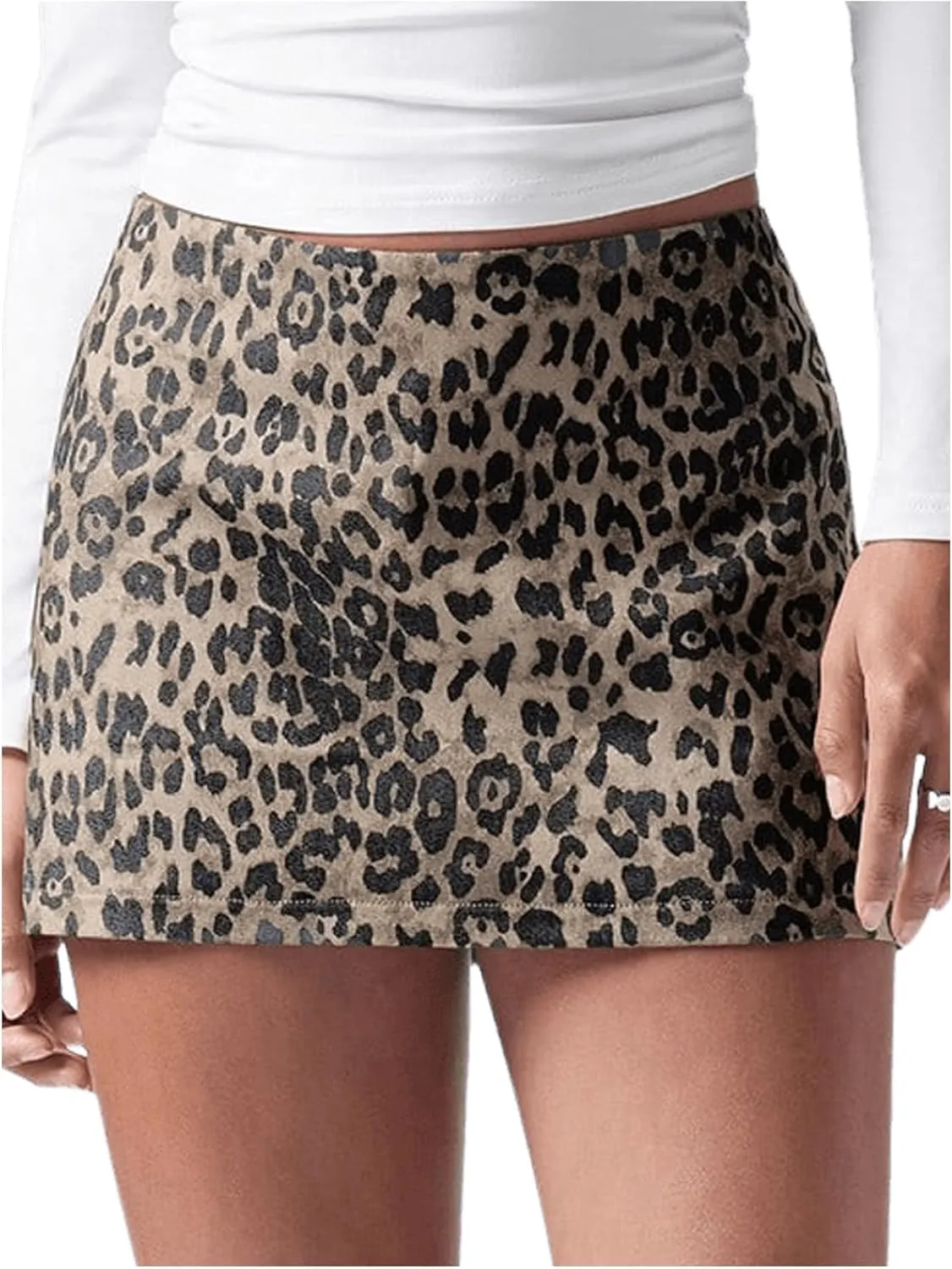 MakeMeChic Women's Leopard Print Mini Skirt with Shorts Cheetah Print Skirts Micro Skort