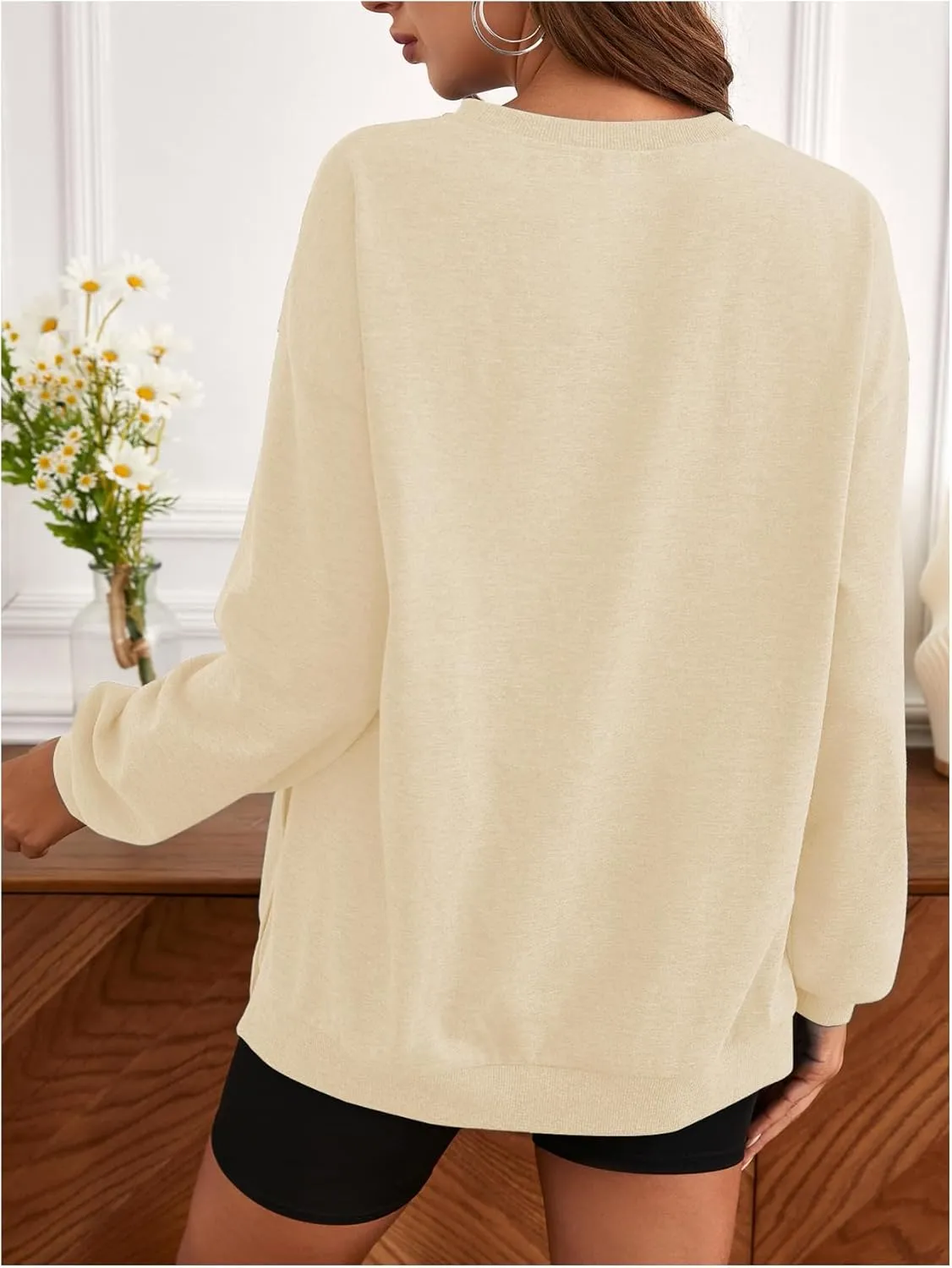 MakeMeChic Women's Maternity Sweatshirt Oversized Long Sleeve Split Side Graphic Pullover Tee Tops Pregnancy Mama Sweatshirt