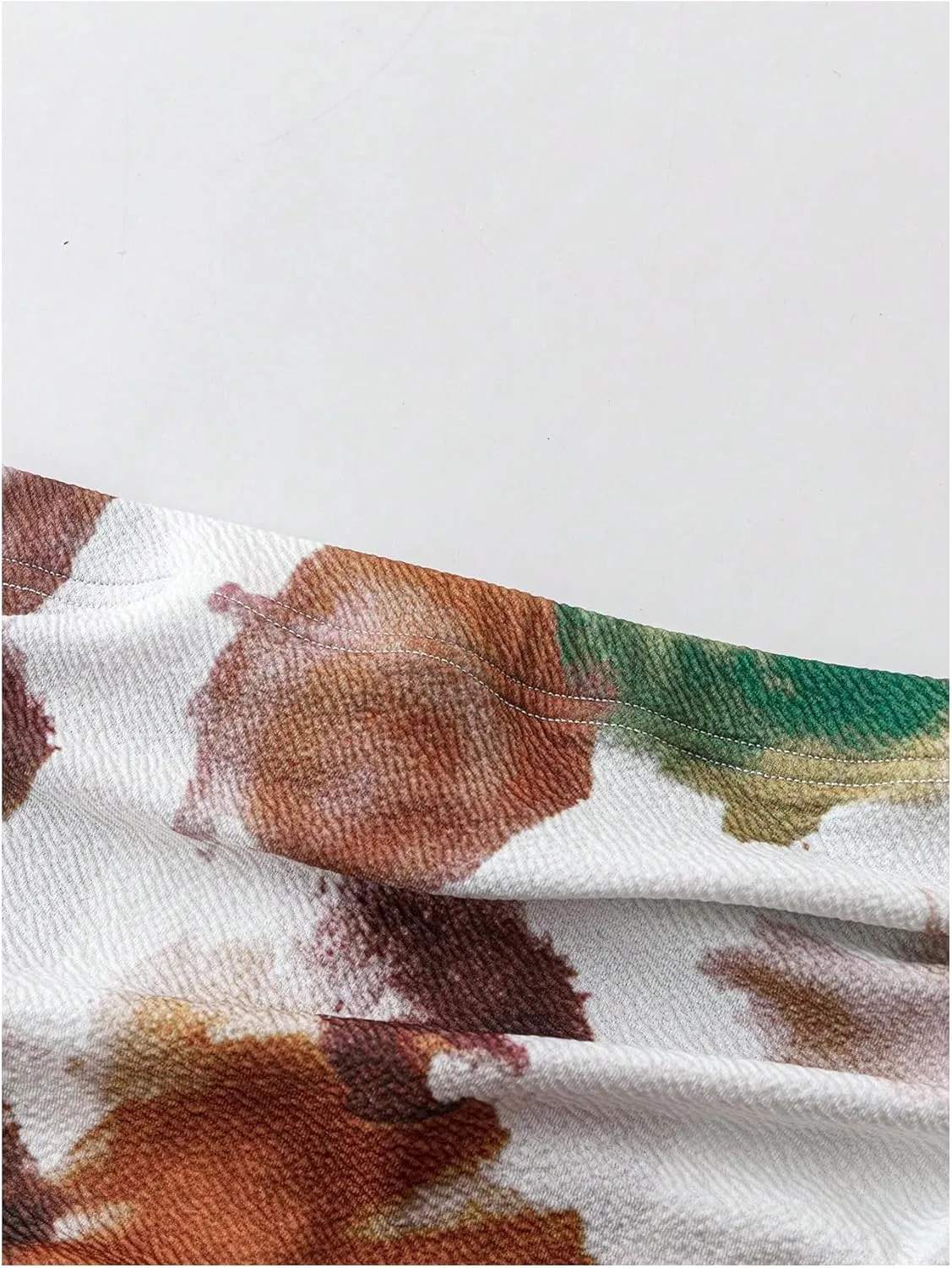 MakeMeChic Women's Plus Size Tie Dye Ruched Split Thigh Asymmetrical Hem Long Skirts