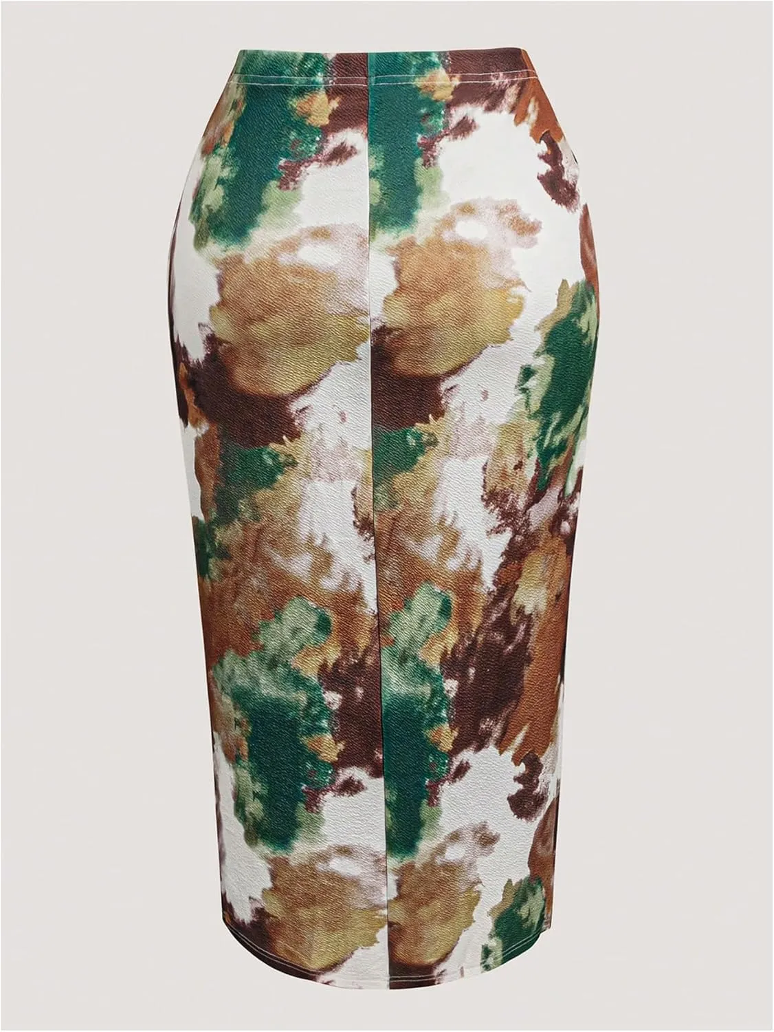 MakeMeChic Women's Plus Size Tie Dye Ruched Split Thigh Asymmetrical Hem Long Skirts