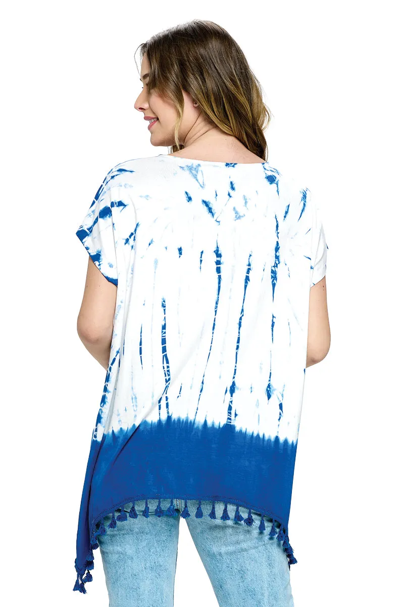 Maroon Top Gypsy Tie Dye Tassel Hem