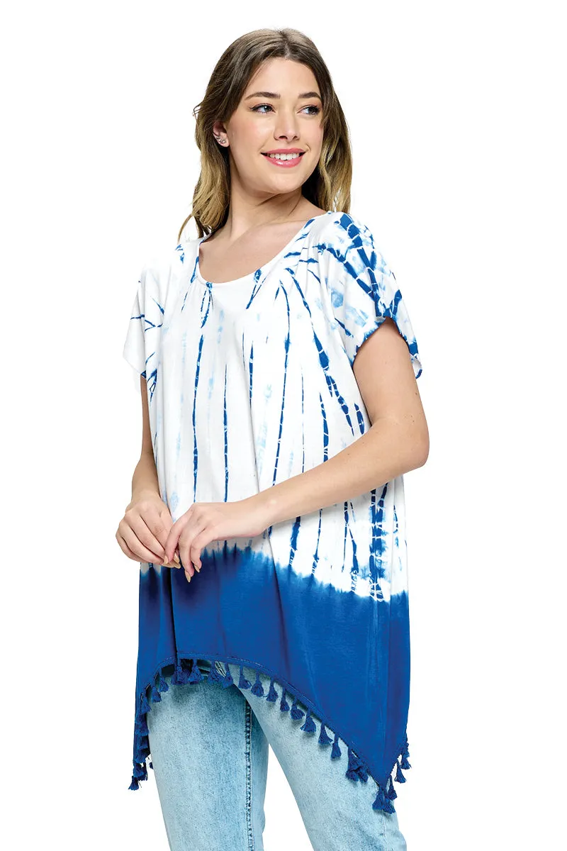 Maroon Top Gypsy Tie Dye Tassel Hem