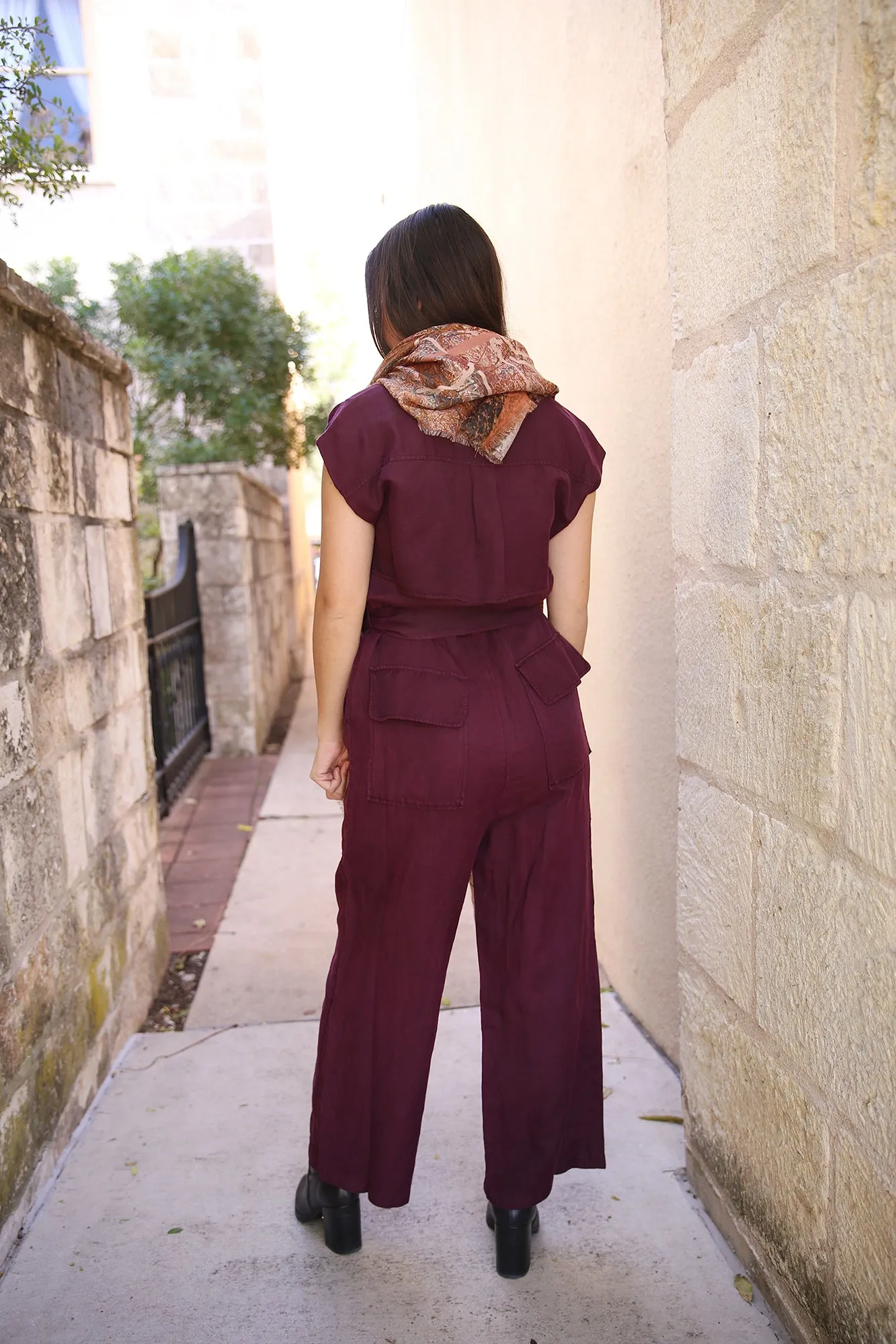 Maxine Short Sleeve Cargo Jumpsuit Fig