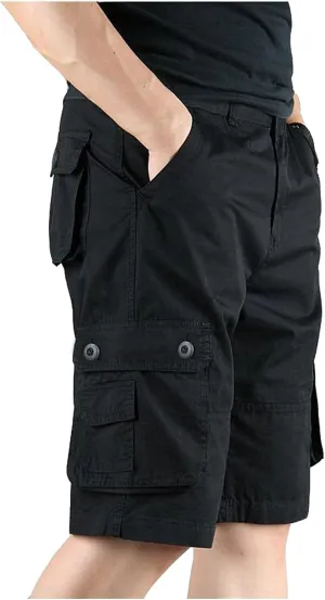 Men Shorts Casual with Multi-Pocket and Fashion Summer Leisure Pants Overalls Men's Pants Black Cargo Shorts Men