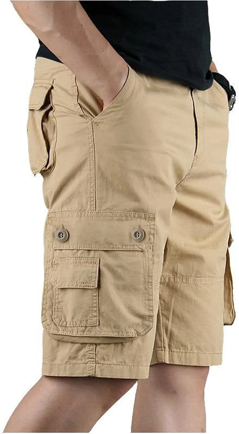 Men Shorts Casual with Multi-Pocket and Fashion Summer Leisure Pants Overalls Men's Pants Black Cargo Shorts Men