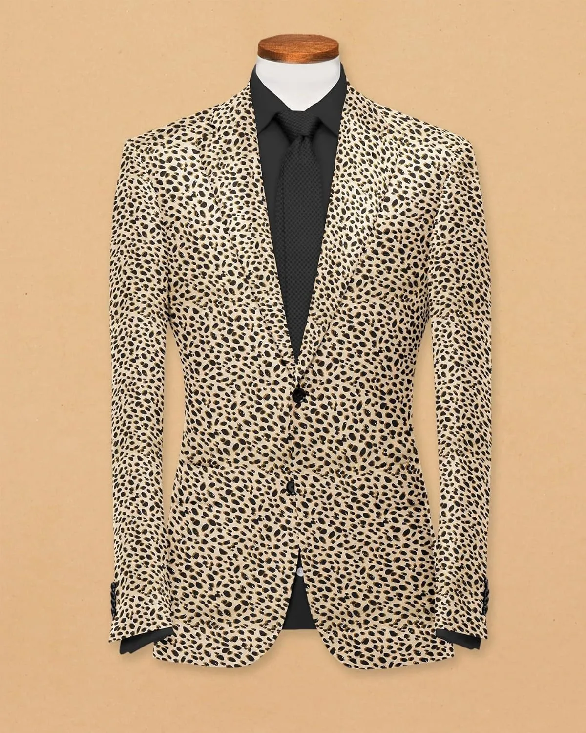 Men's Blazer 2 Button Long Sleeve Printed Regular Fit Suit Jacket Business Lightweight Casual Sport Coat