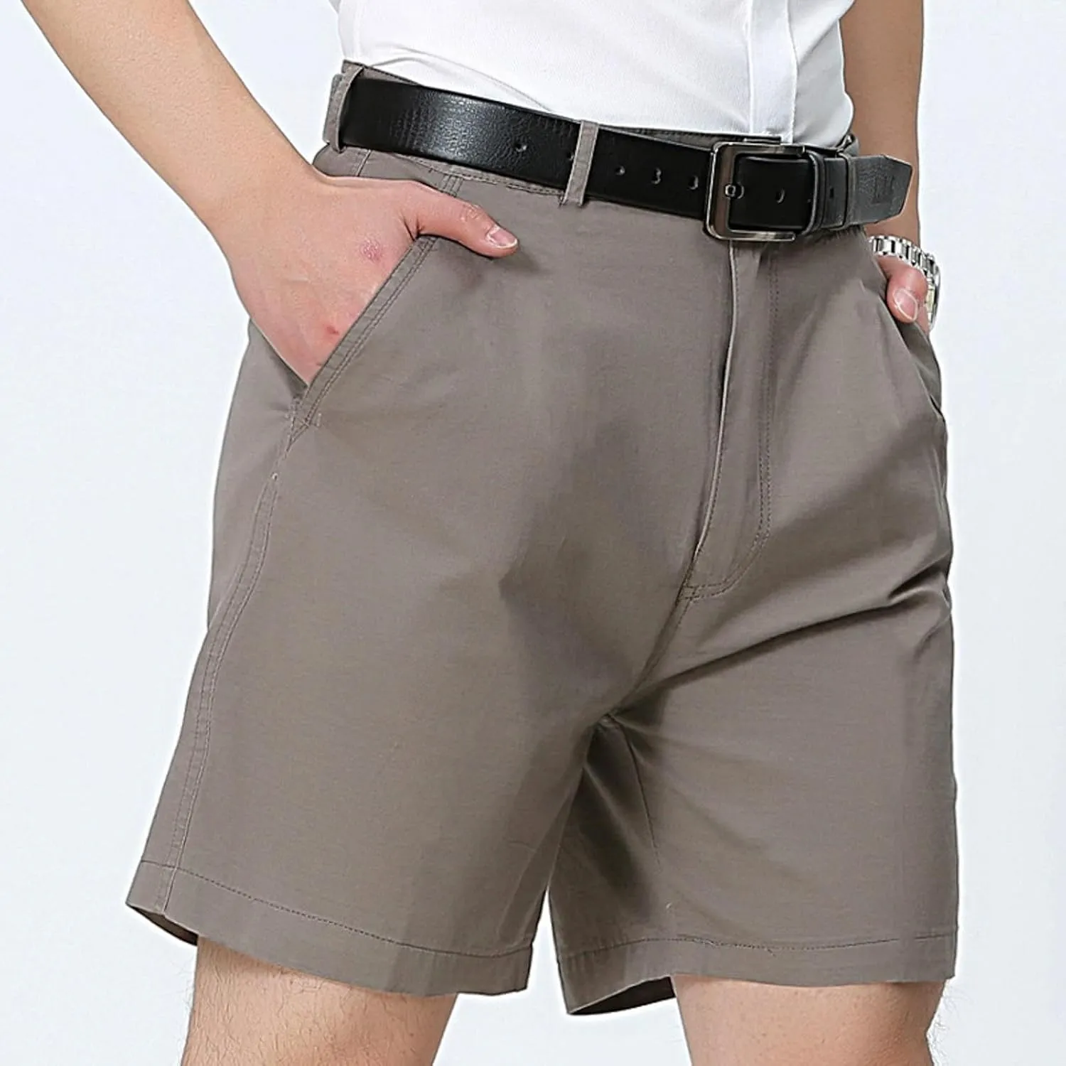 Mens Casual Shorts Cotton Slim Fit Chino Shorts Summer Flat Front Shorts with Pockets Travel Hawaii Lounge Holiday Beach