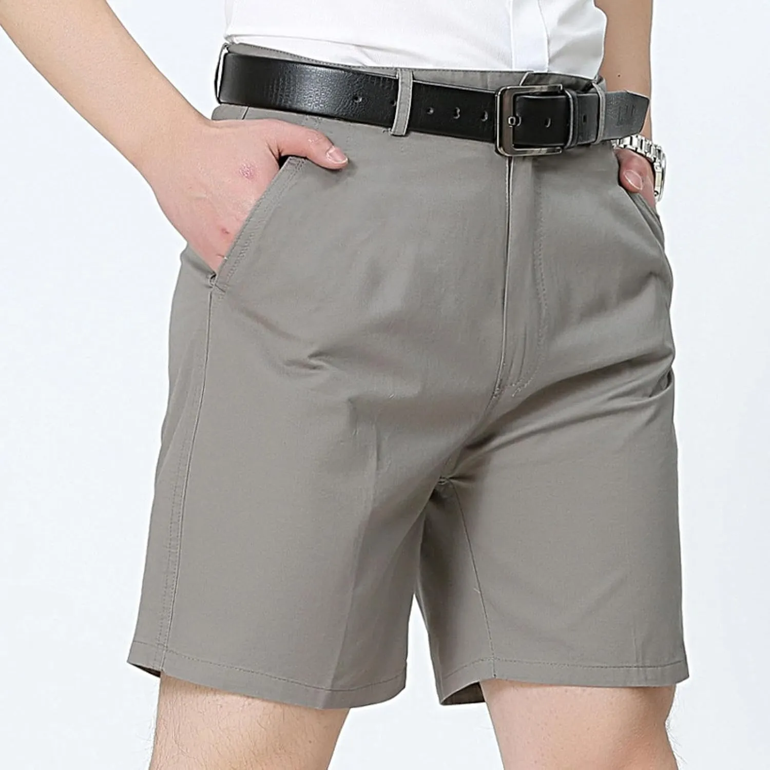 Mens Casual Shorts Cotton Slim Fit Chino Shorts Summer Flat Front Shorts with Pockets Travel Hawaii Lounge Holiday Beach