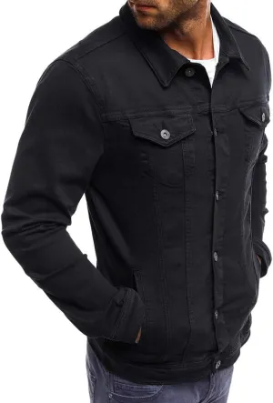 Mens Classic Signature Denim Trucker Jackets Stretch Washed Cotton Unlined Western Cowboy Jean Jacket with Pockets