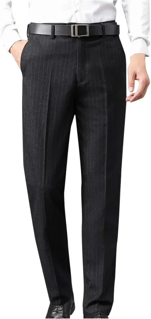 Mens Dress Pants Regular Fit Stretch Straight Leg Pants Slim Fit Quick Dry Work Casual Soft Cozy Work Business Pants
