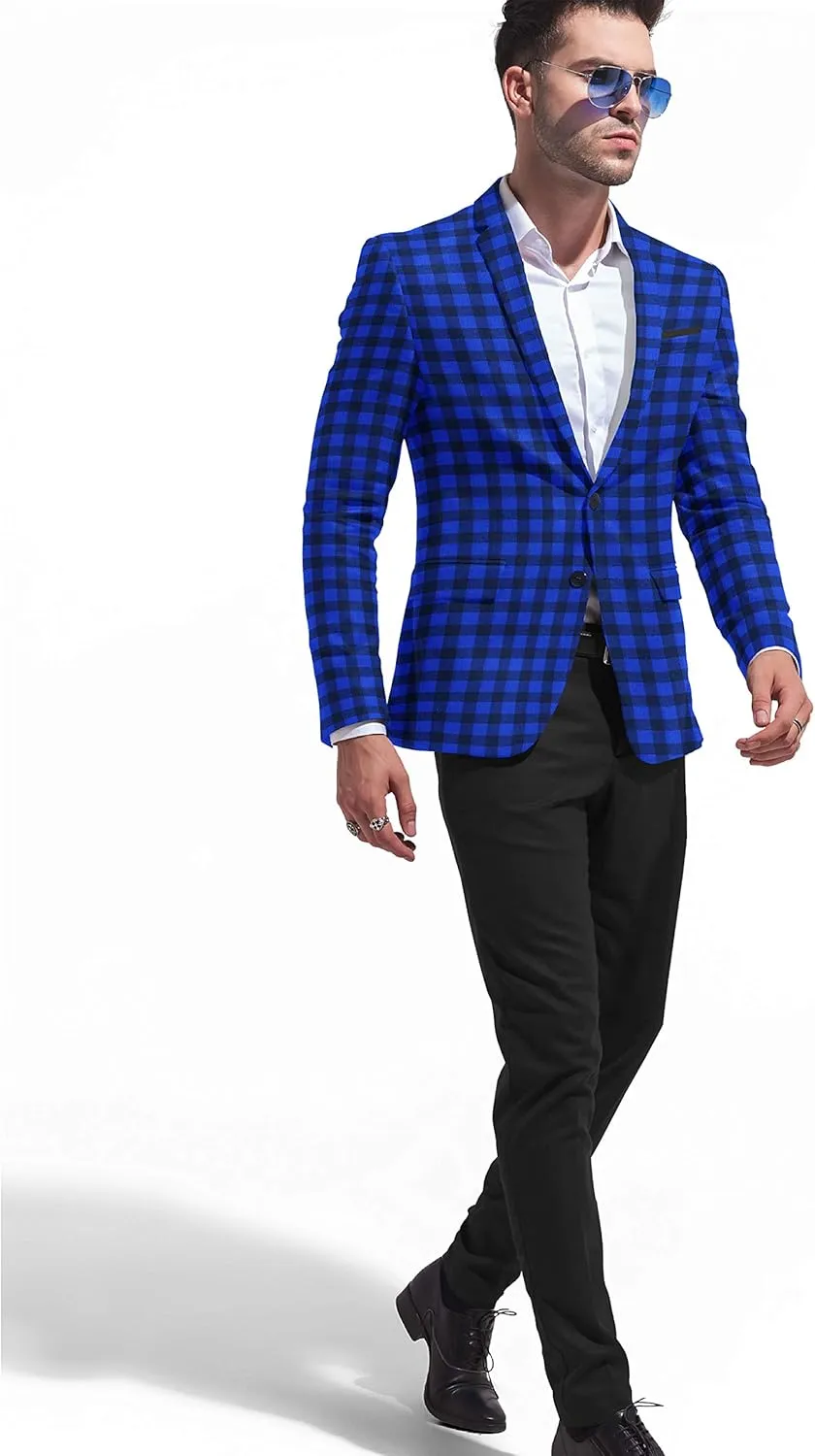 Men's Plaid Blazer 2 Button Lightweight Regular Fit Checked Plaid Suit Sport Coat Jacket Casual Daily Dress Jacket Sport Coat