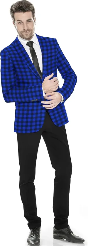 Men's Plaid Blazer 2 Button Lightweight Regular Fit Checked Plaid Suit Sport Coat Jacket Casual Daily Dress Jacket Sport Coat