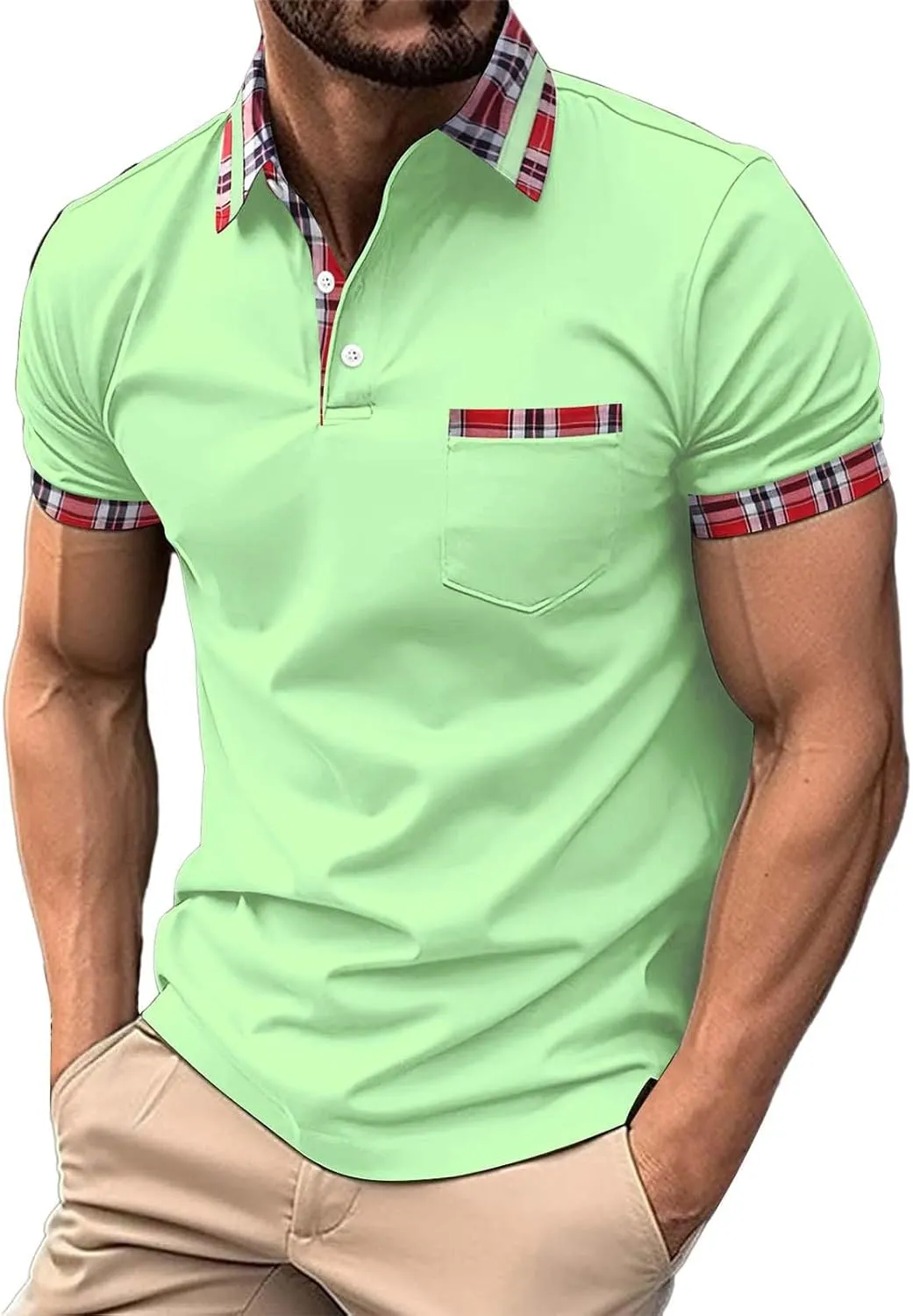 Men's Polo Shirt Slim Fit Moisture Wicking Quick Dry Summer Short Sleeve Golf Polo T Shirts Fashion 1/4 Zipper Collared Top