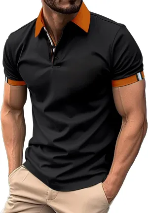 Men's Polo Shirt Slim Fit Moisture Wicking Quick Dry Summer Short Sleeve Golf Polo T Shirts Fashion 1/4 Zipper Collared Top