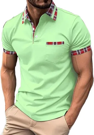 Men's Polo Shirt Slim Fit Moisture Wicking Quick Dry Summer Short Sleeve Golf Polo T Shirts Fashion 1/4 Zipper Collared Top