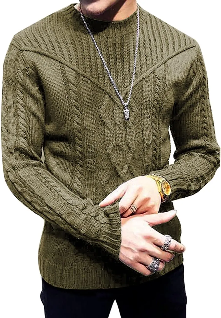 Men's Pullover Long Sleeve Crewneck Knitted Sweater