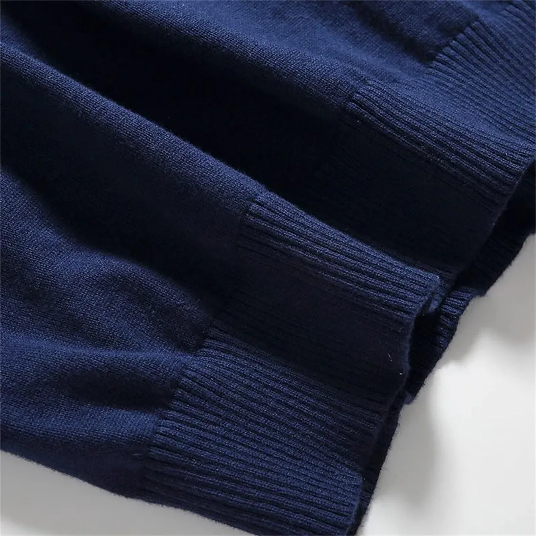 Men's Slim Fit V-Neck Sweater Soft Cotton Knit Pullover Lightweight Casual Solid Color Jumper for Autumn