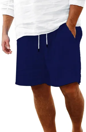 Mens Summer Cotton Linen Shorts Fashion Slim Five Minute Pants Beach Shorts Men'S Cotton Mens Summer Cotton Linen