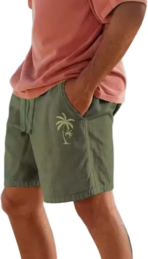 Mens Summer Cotton Linen Shorts Fashion Slim Five Minute Pants Beach Shorts Men'S Cotton Mens Summer Cotton Linen
