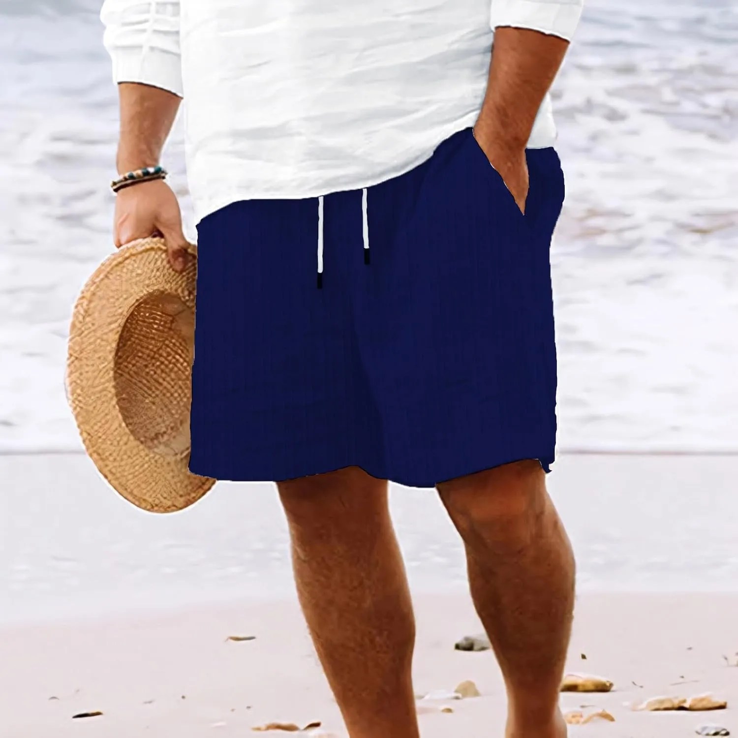 Mens Summer Cotton Linen Shorts Fashion Slim Five Minute Pants Beach Shorts Men'S Cotton Mens Summer Cotton Linen