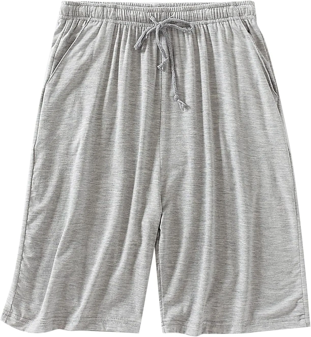 Mens Summer Linen Shorts Elastic Waist Drawstring Classic Cotton Beach Stretch Chino Athletic Shorts with Pockets