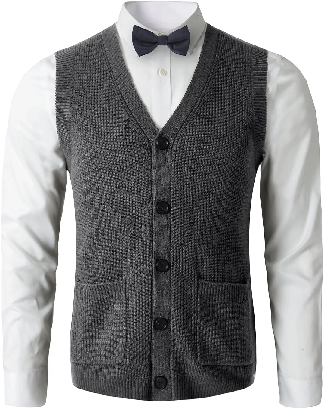 Men's Sweater Vest V-Neck Sleeveless Knitted Button Cardigan DXL Big and Tall Vest