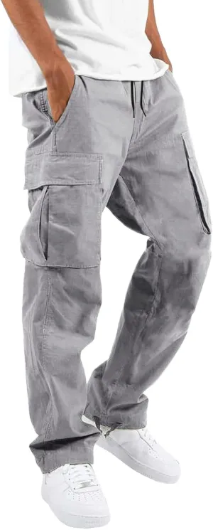 Men's Utility Flex Cargo Pants, Classic-Fit Casual Stretch Work Pants, Water Resistant Lightweight Tactical Hiking Pants