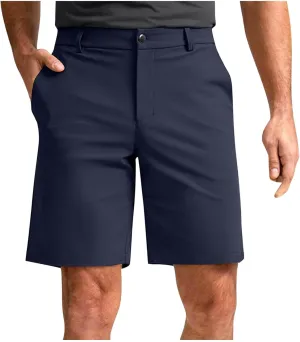 Mens Work Shorts Button Waist Solid Color Flat Front Hybrid Shorts Lightweight Slim Chino Golf Short with Pockets