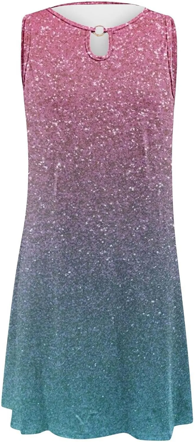 Midi Dresses for Women Summer Casual Vintage Floral Print Hollow Out Bohemian Dress Elegant Sleeveless Boho Dresses