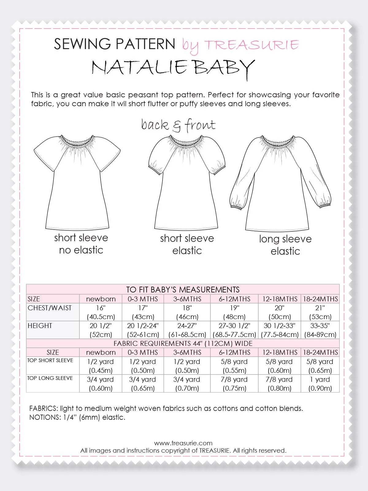 NATALIE - BABY Peasant Top Pattern  (0-24 Months)