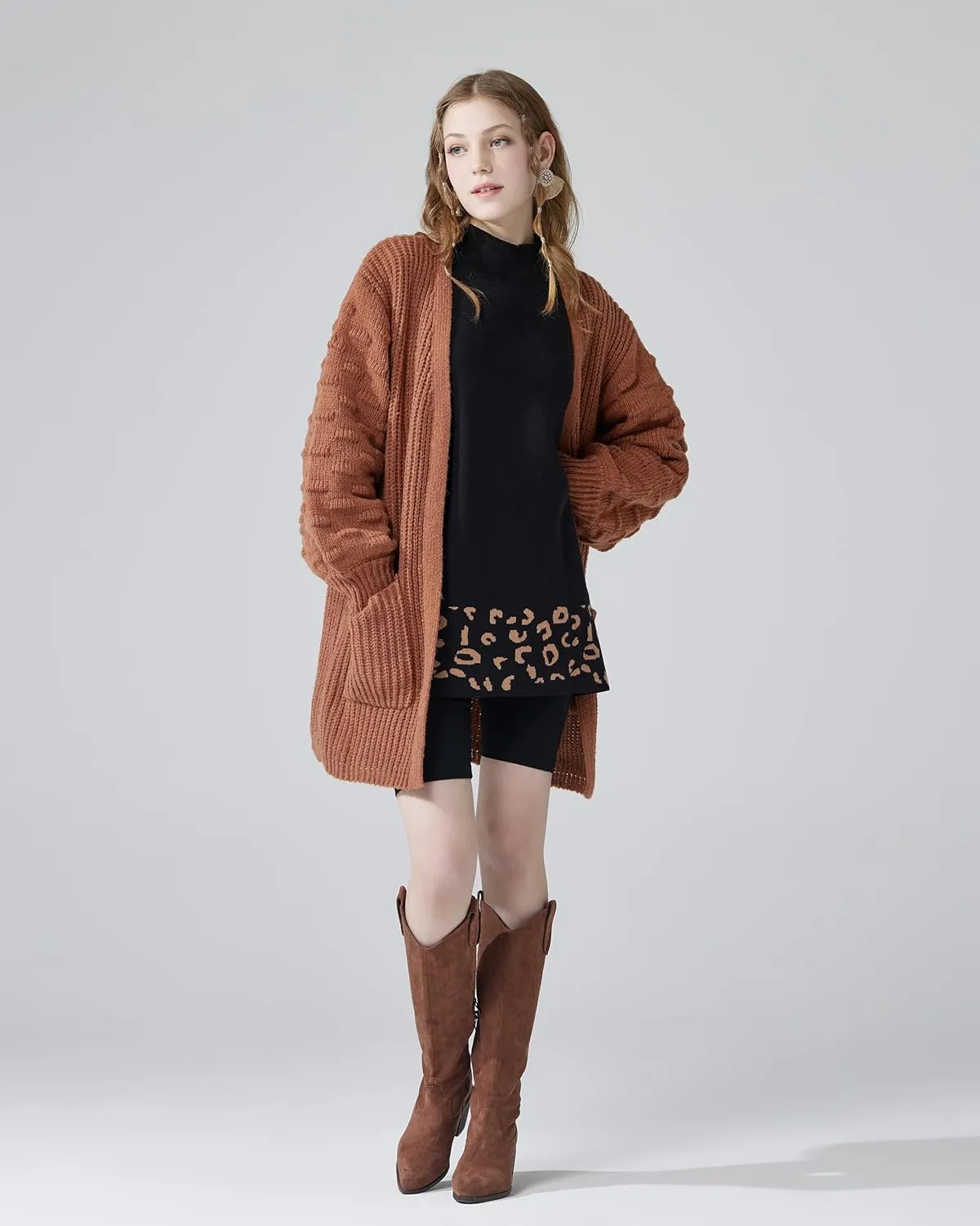 noflik Women's Oversized Sweater Cardigan with Pockets