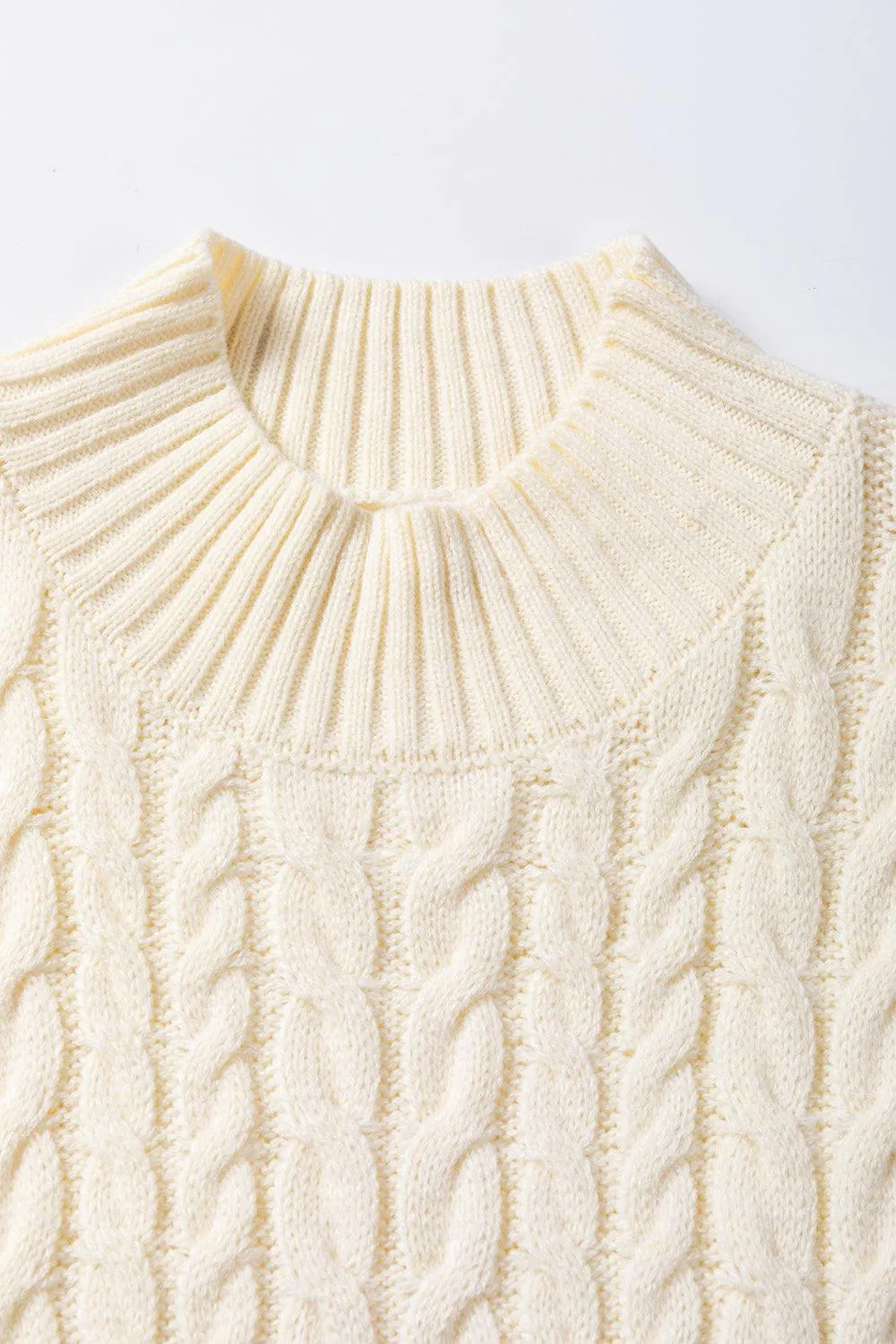 Oatmeal Cable Knit High Neck Sweater Vest