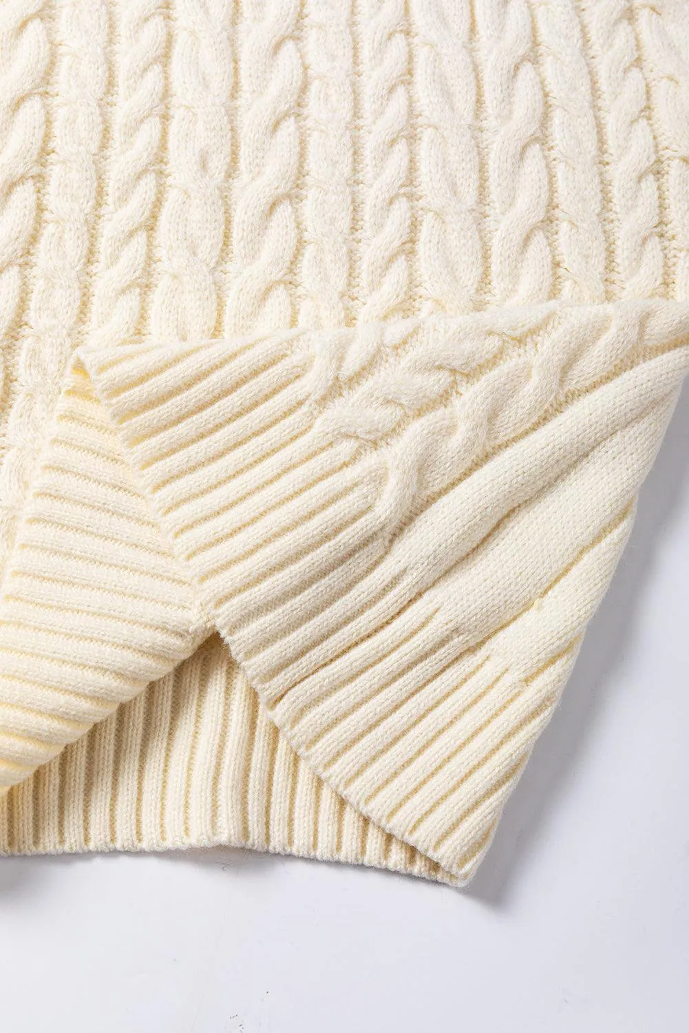 Oatmeal Cable Knit High Neck Sweater Vest