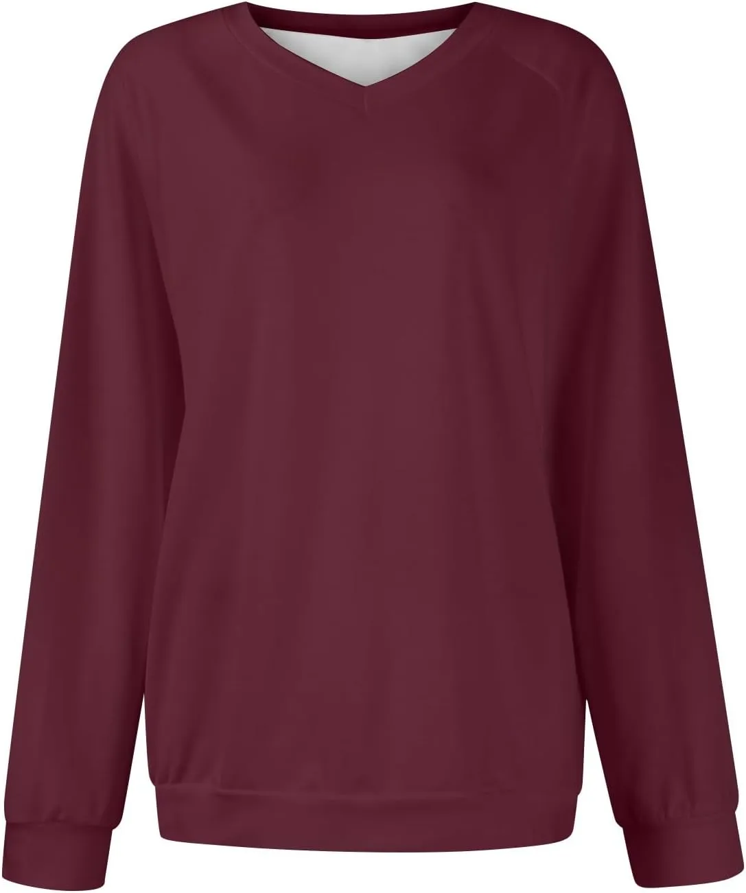 Oversized V Neck Sweatshirt Women Plus Size Plain Pullover Sweatshirts Cute Teen Long Sleeve Sweat Shirts Y2k Tops