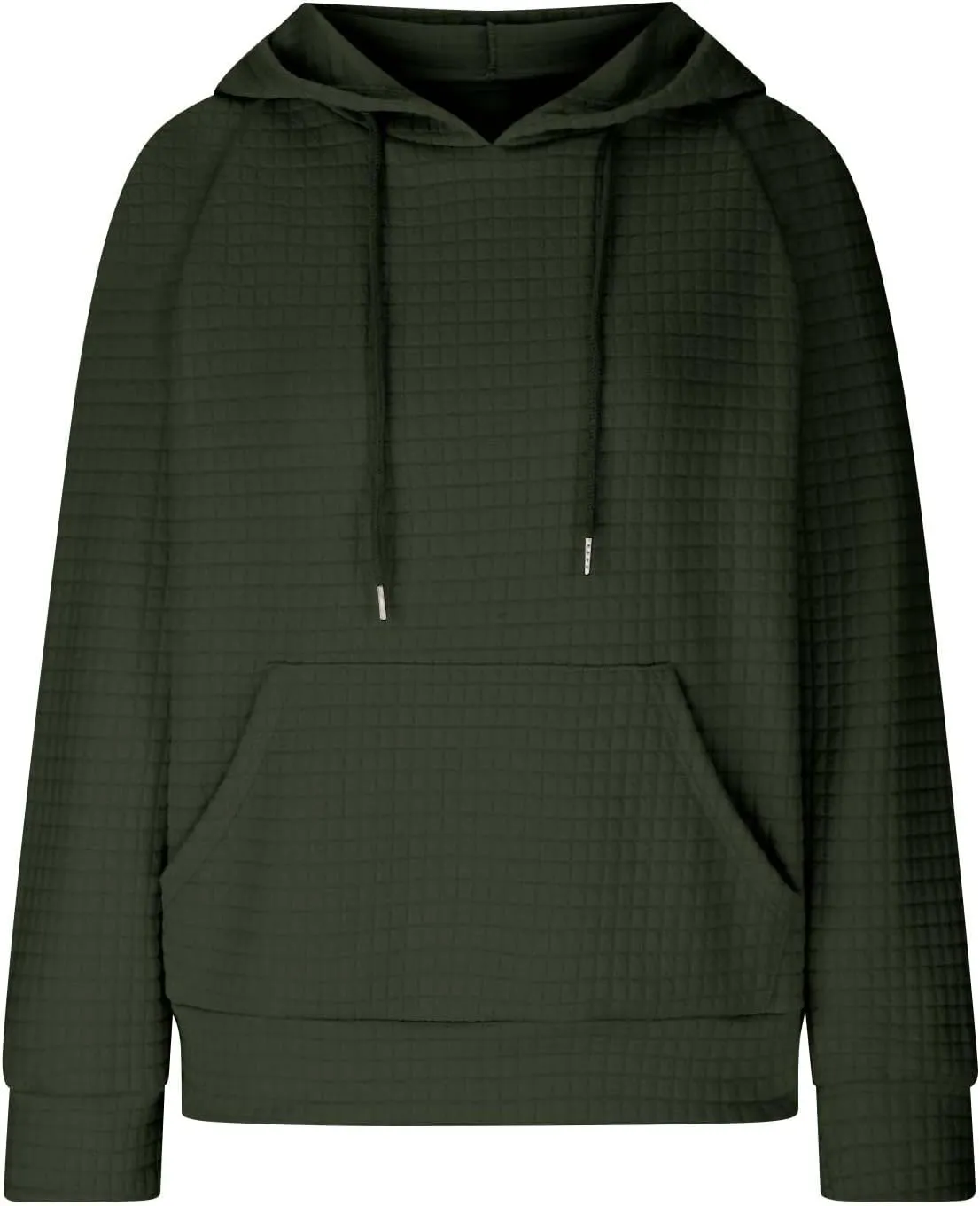 Oversized Waffle Knit Hoodie Sweatshirts for Women Causal Fall Fashion Clothes Solid Drawstring Pullover Hoodies