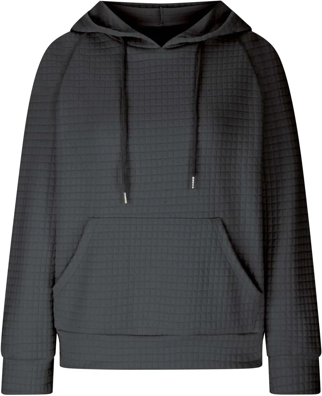 Oversized Waffle Knit Hoodie Sweatshirts for Women Causal Fall Fashion Clothes Solid Drawstring Pullover Hoodies