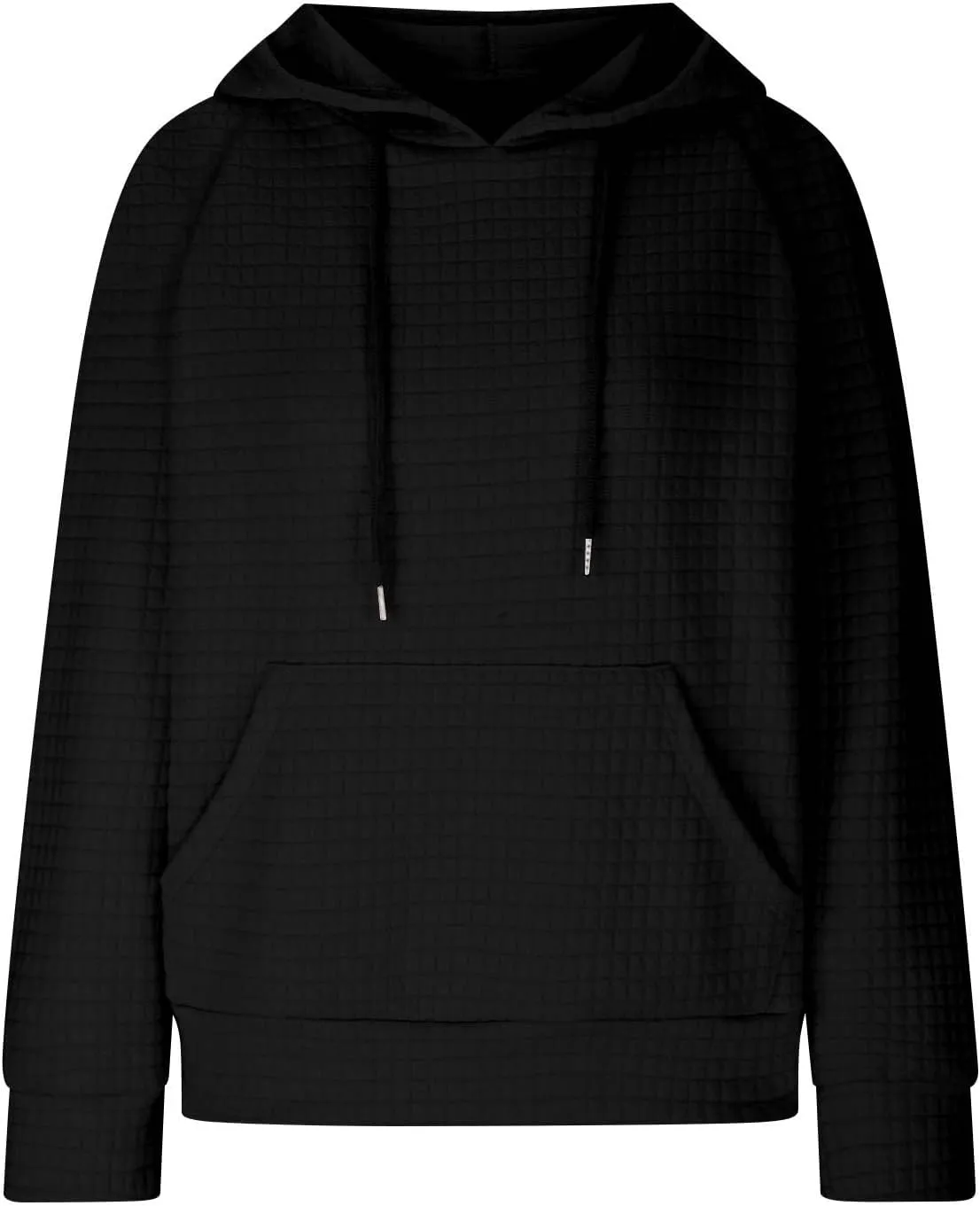 Oversized Waffle Knit Hoodie Sweatshirts for Women Causal Fall Fashion Clothes Solid Drawstring Pullover Hoodies