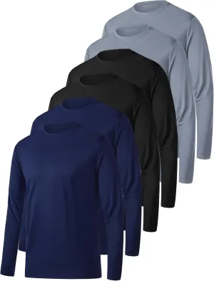 OYGSieg 6 Pack Long Sleeve Shirts for Men Moisture Wicking UPF SPF Sun Protection Tee Shirts Workout T Shirts Casual
