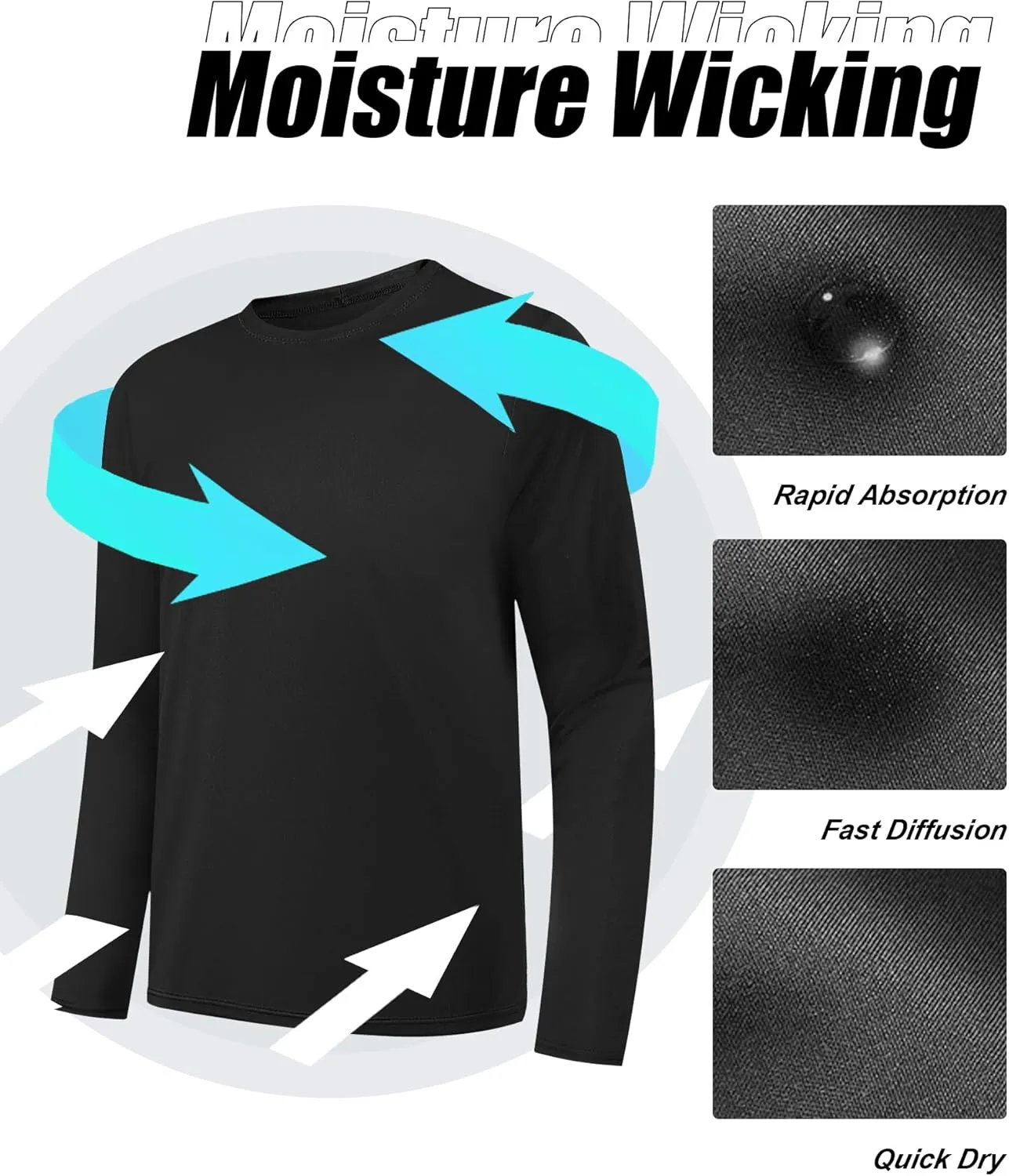 OYGSieg 6 Pack Long Sleeve Shirts for Men Moisture Wicking UPF SPF Sun Protection Tee Shirts Workout T Shirts Casual