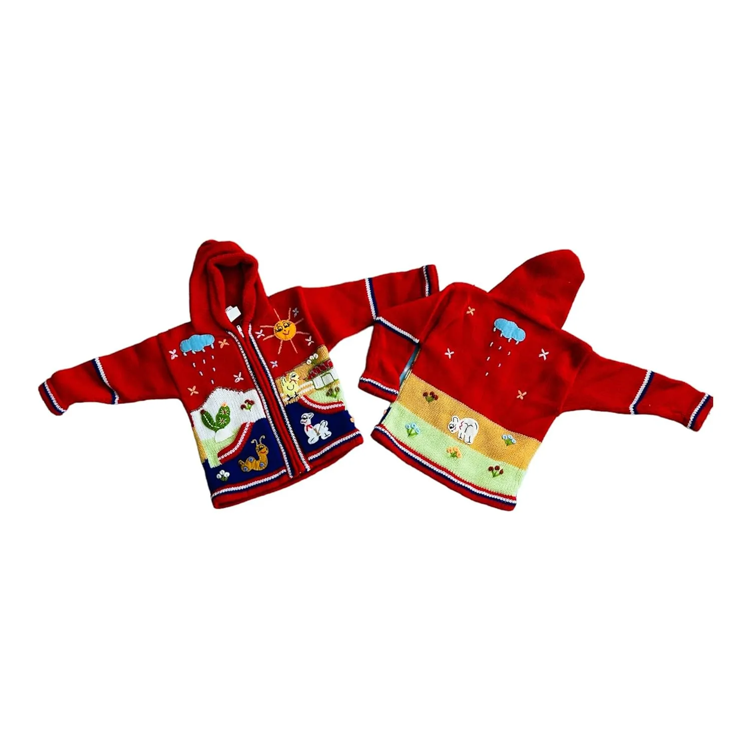 Peruvian Wool Knitted Sweater with hoodie for babies & toddlers, Unisex, Chompas Peruanas, fall winter sweater, colorful jacket for kids (4T, Navy Blue)