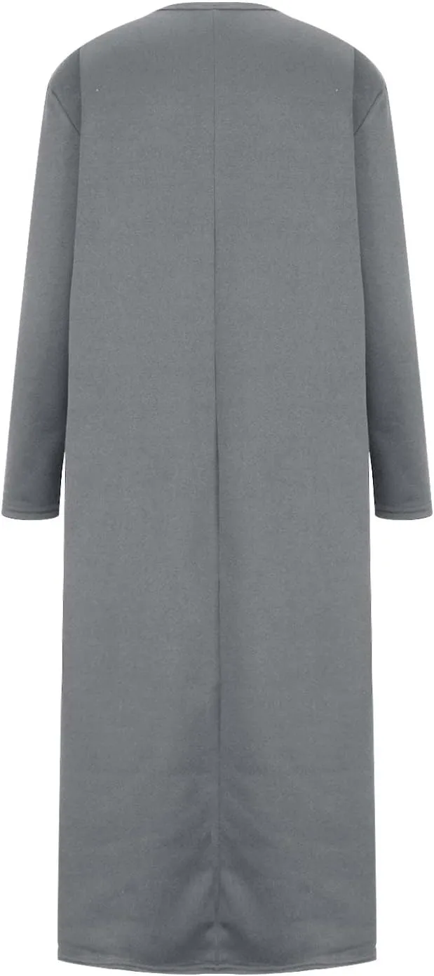 Plus Size Long Sweatshirt Dress for Women 2023 Fall Casual Crewneck Long Sleeve Midi Dress with Pockets Solid