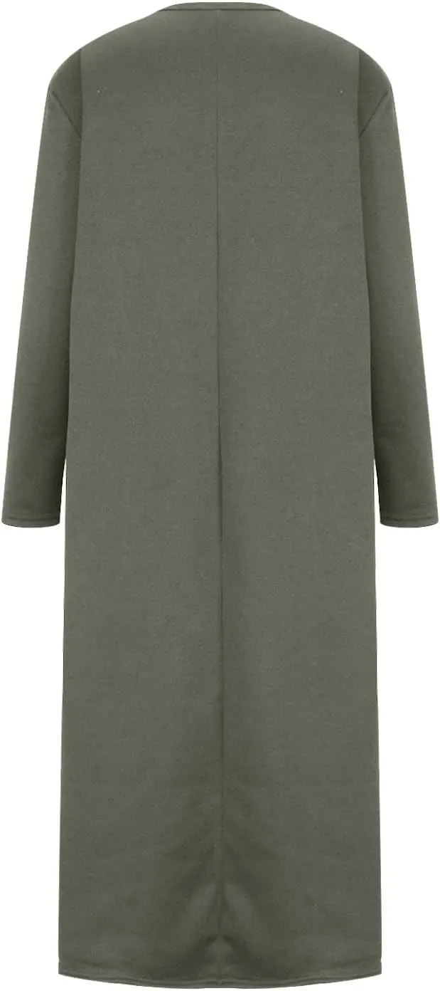 Plus Size Long Sweatshirt Dress for Women 2023 Fall Casual Crewneck Long Sleeve Midi Dress with Pockets Solid