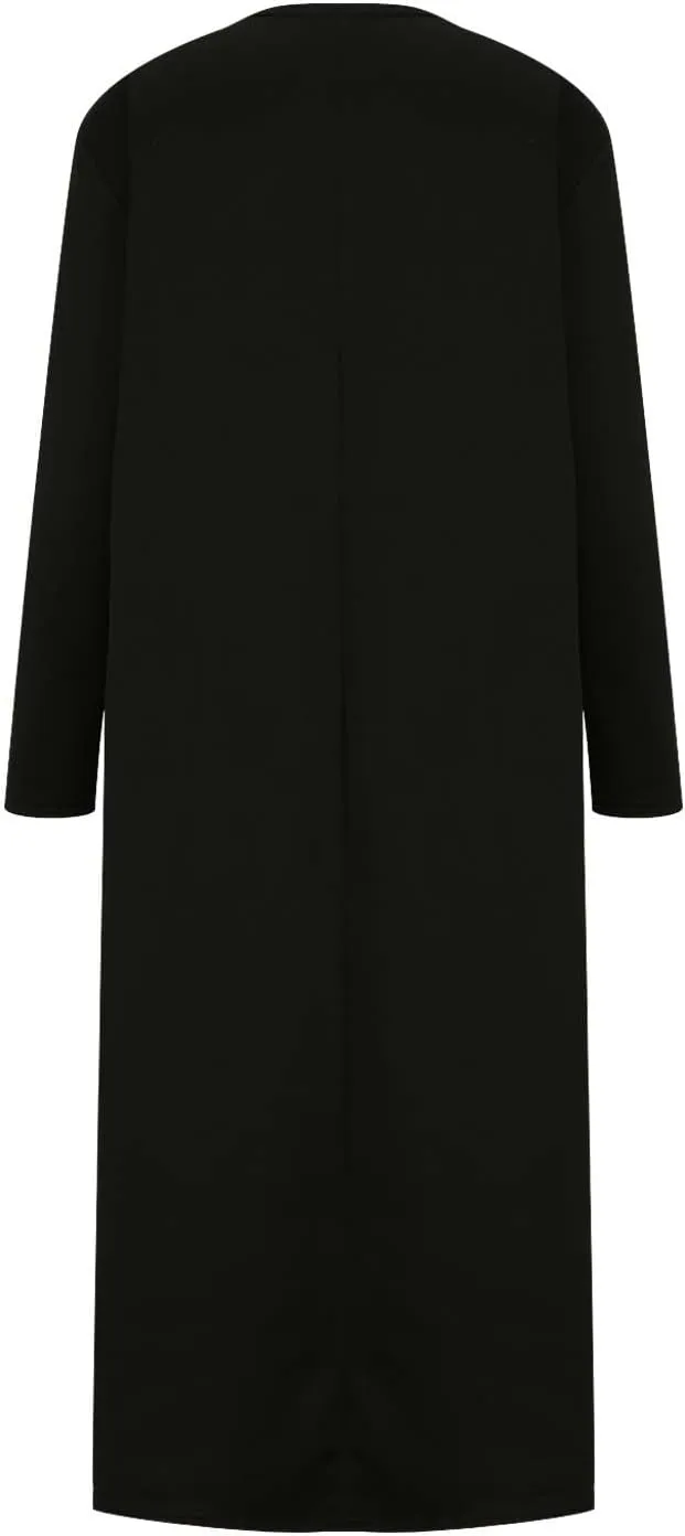 Plus Size Long Sweatshirt Dress for Women 2023 Fall Casual Crewneck Long Sleeve Midi Dress with Pockets Solid