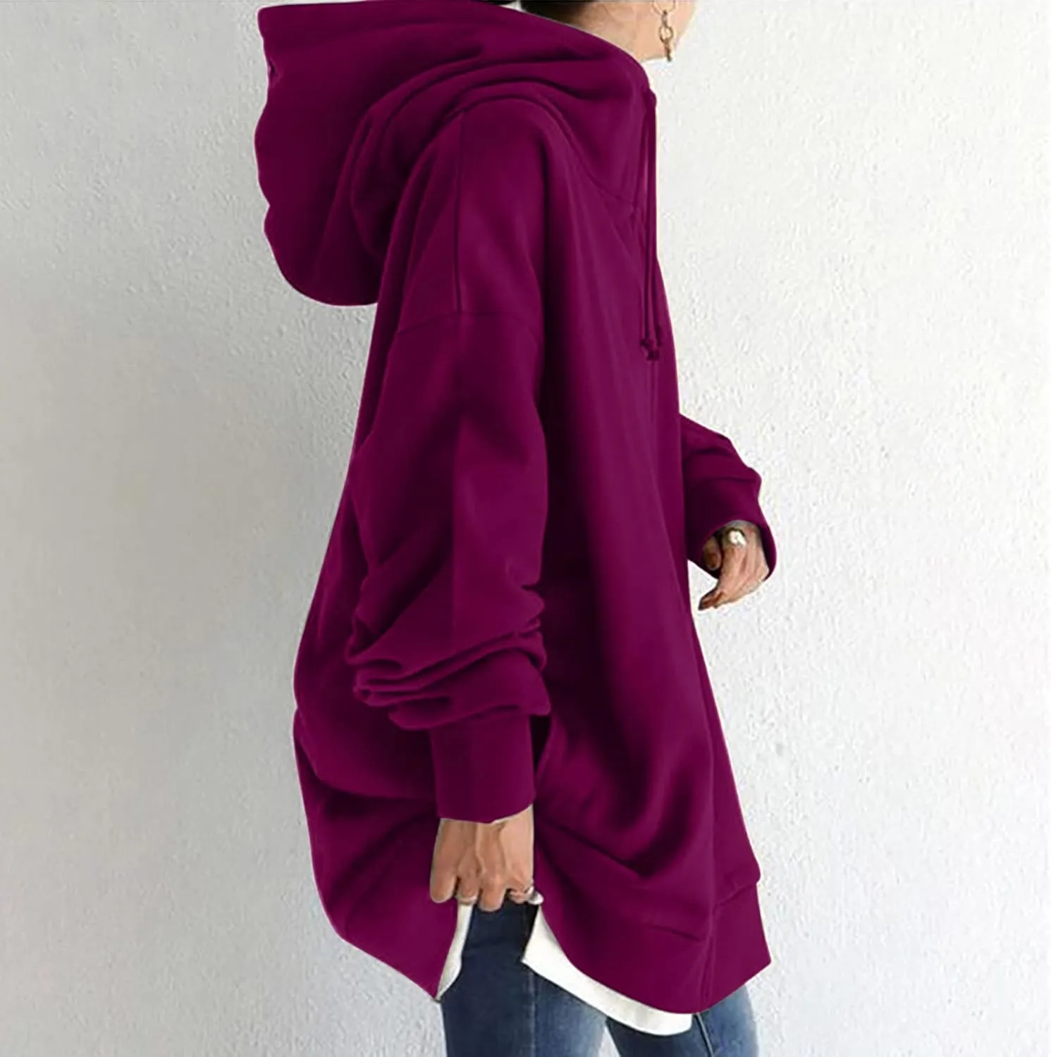 Plus Size Zip Up Hoodies For Women Casual Long Sleeve Hooded Long Sweatshirts Fall Fashion Winter Jackets With Pockets